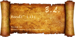 Benő Lili névjegykártya